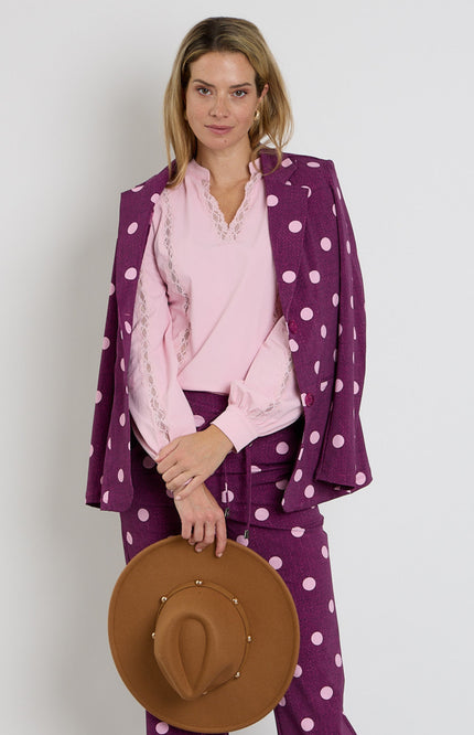 Travel Blazer Dot Structure Print Magenta Purple 202102