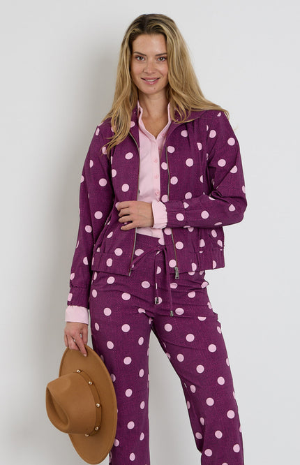 Travel Jacket Oversized Dot Structure Print Magenta Purple 202868