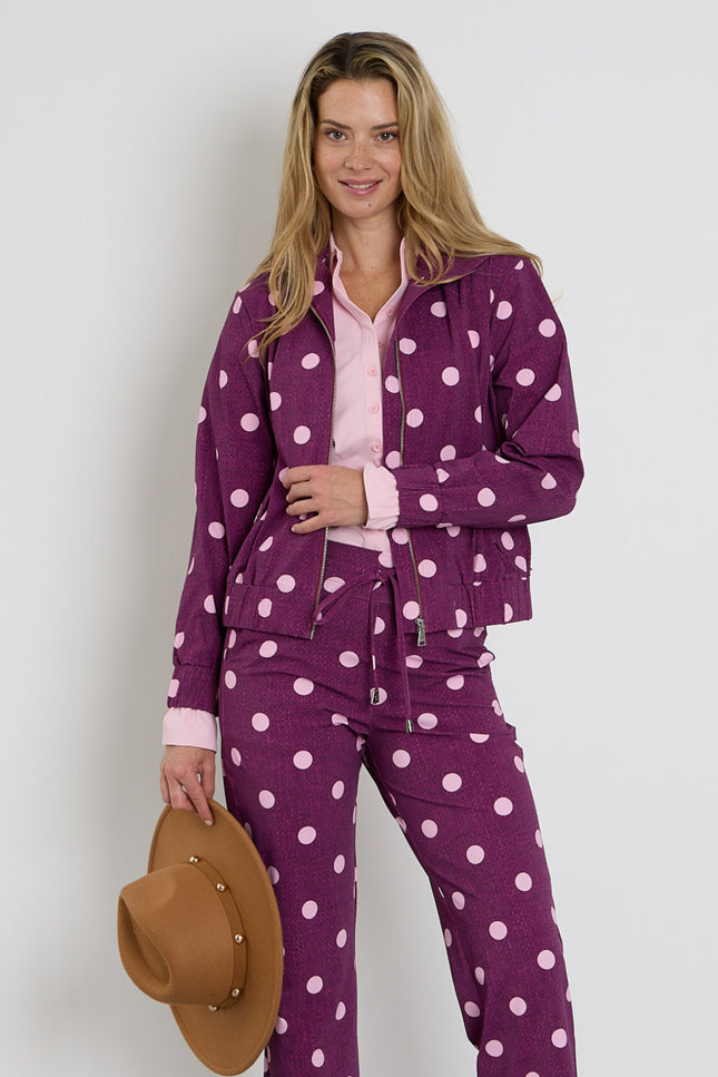 Travel Jacket Oversized Dot Structure Print Magenta Purple 202868