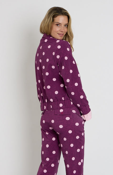 Travel Jacket Oversized Dot Structure Print Magenta Purple 202868
