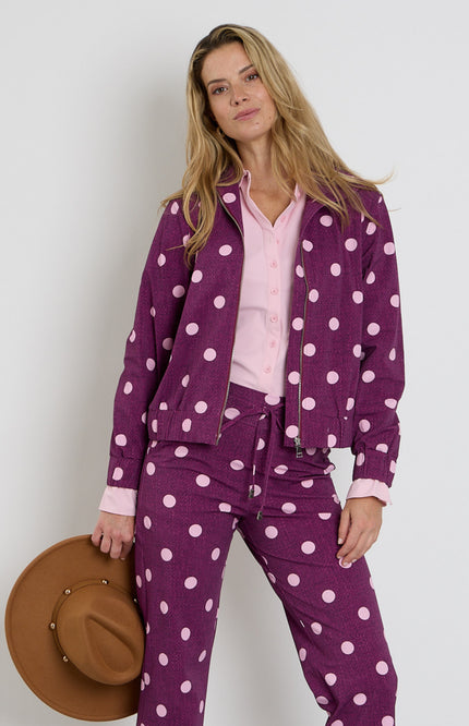 Travel Jacket Oversized Dot Structure Print Magenta Purple 202868