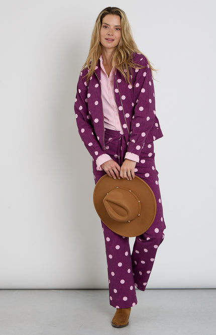 Travel Jacket Oversized Dot Structure Print Magenta Purple 202868