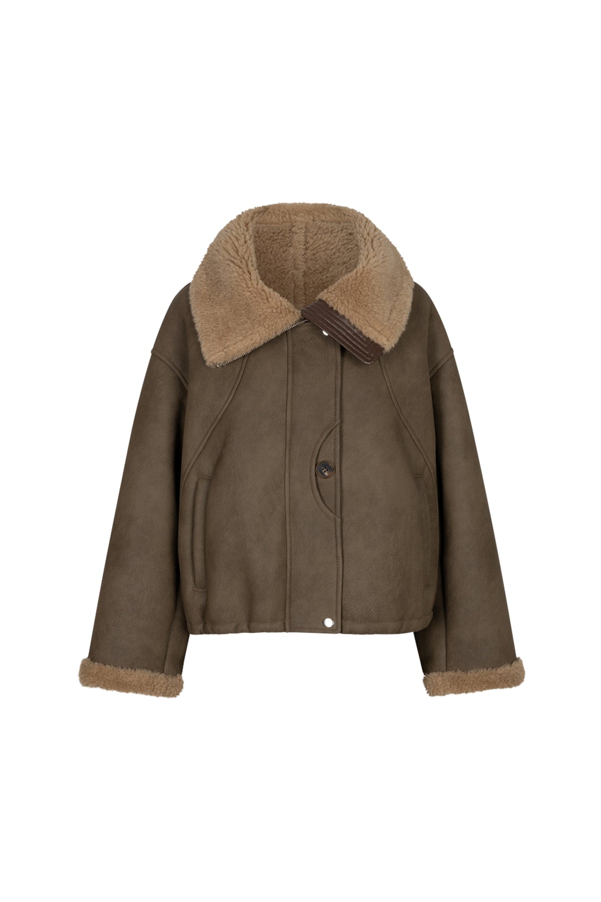 Ibana Jesmay jas in bruin-groene tint, stijlvolle outdoor jas met comfortabele pasvorm en duurzame stof.