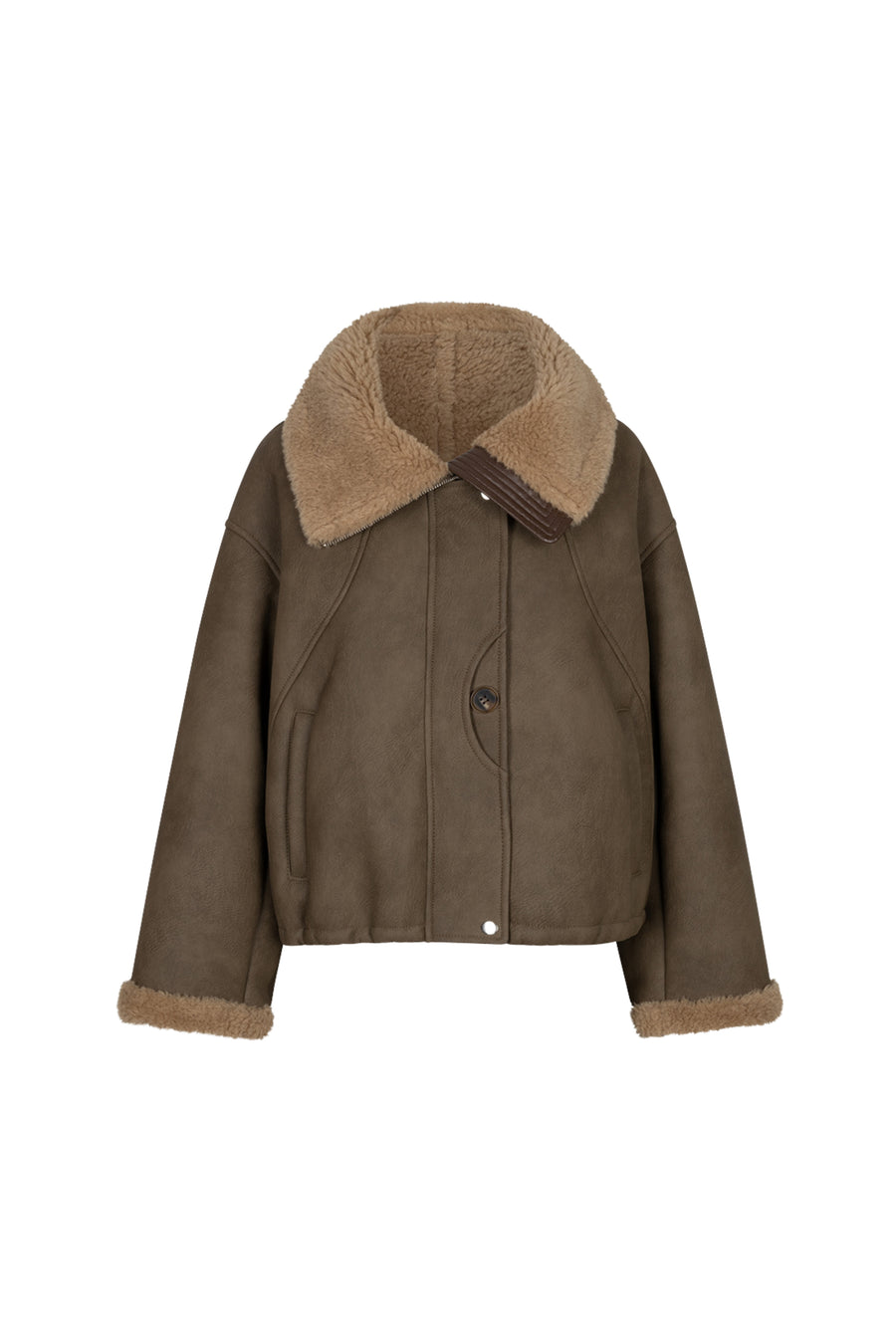 Ibana Jesmay jas in bruin-groene tint, stijlvolle outdoor jas met comfortabele pasvorm en duurzame stof.