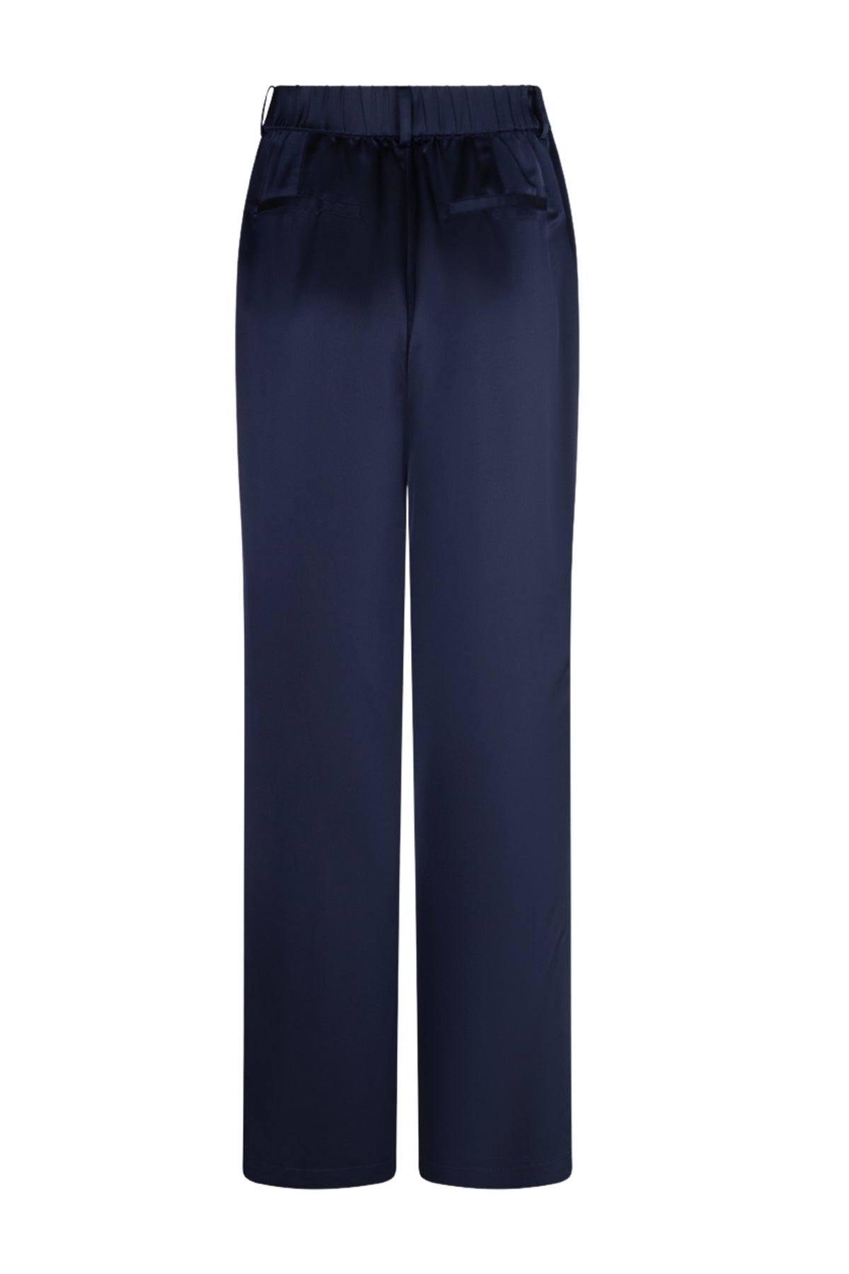 Ibana Pasho broek in diepe navy kleur, comfortabele pasvorm en modieus design, zichtbaar op de afbeelding.