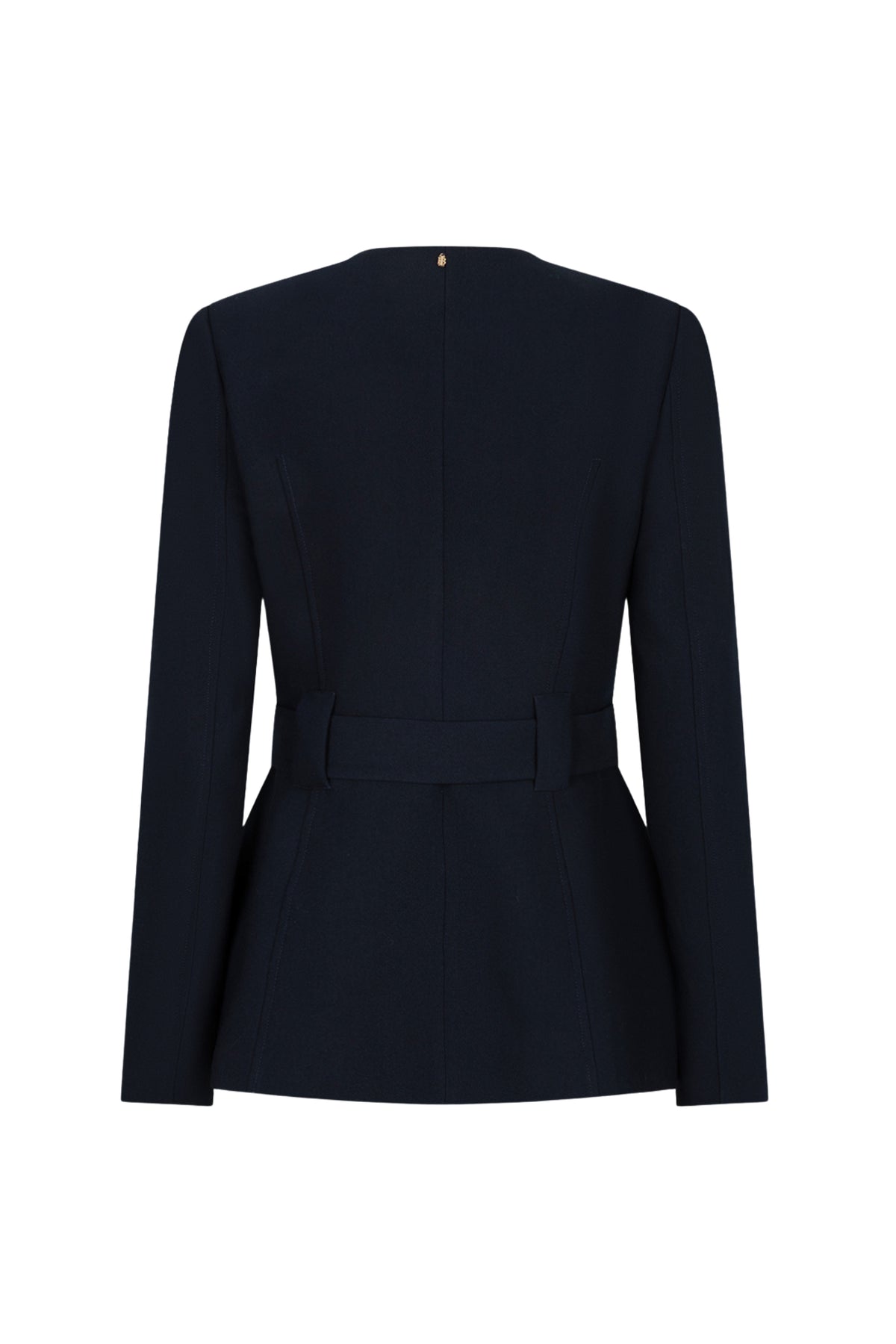 Ibana Joya Deep Navy jas met capuchon en ritssluiting, casual damesouterwear op een model gedragen.