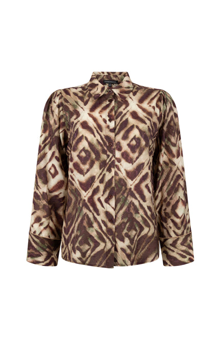 Blouse Fading Diamonds Print Browns C14-21-301
