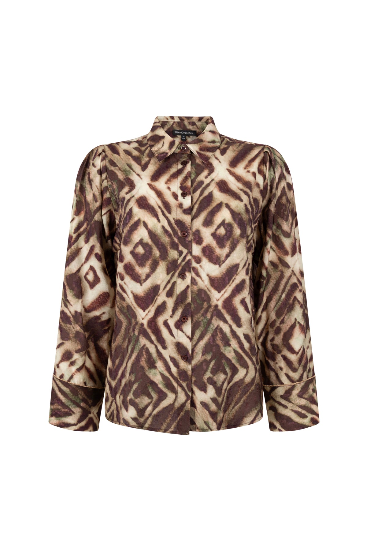 Bruine blouse met fading diamantenprint van Tramontana, modieus en comfortabel, zichtbaar op de afbeelding.