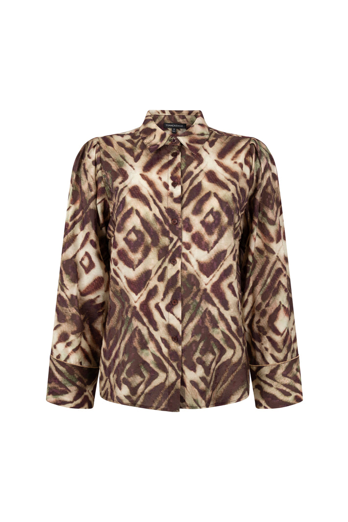Bruine blouse met fading diamantenprint van Tramontana, modieus en comfortabel, zichtbaar op de afbeelding.
