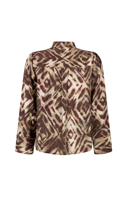 Blouse Fading Diamonds Print Browns C14-21-301