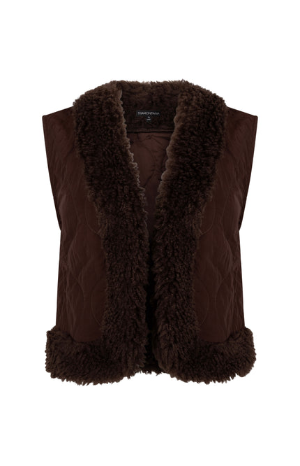 Gilet Faux Fur Detailed Chocolate C35-21-801