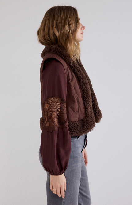 Gilet Faux Fur Detailed Chocolate C35-21-801