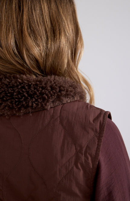 Gilet Faux Fur Detailed Chocolate C35-21-801