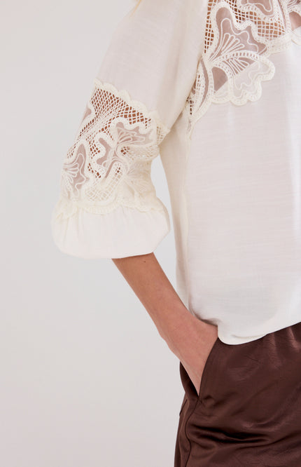 Blouse Lace Details Snow O01-21-301