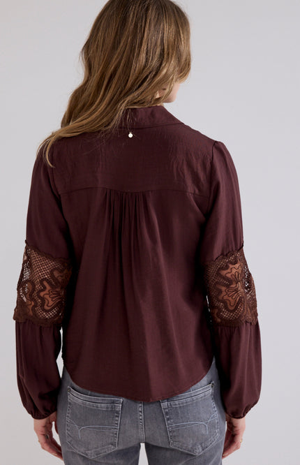 Blouse Lace Details Chocolate O01-21-301