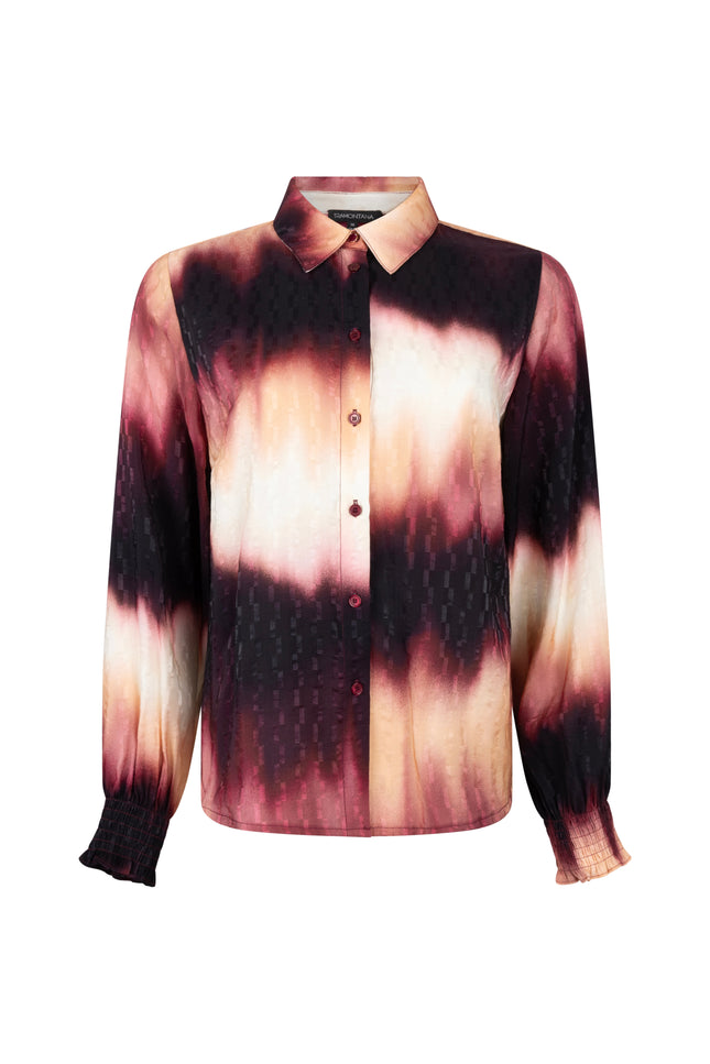 Blouse Autumn Tie Dye Print Pomegranate C19-21-301