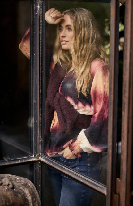 Blouse Autumn Tie Dye Print Pomegranate C19-21-301