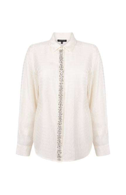 Blouse Strass Placket Snow C24-21-301