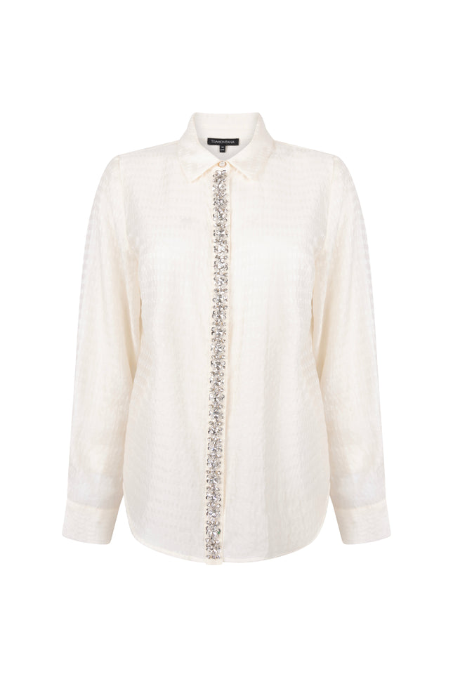 Blouse Strass Placket Snow C24-21-301