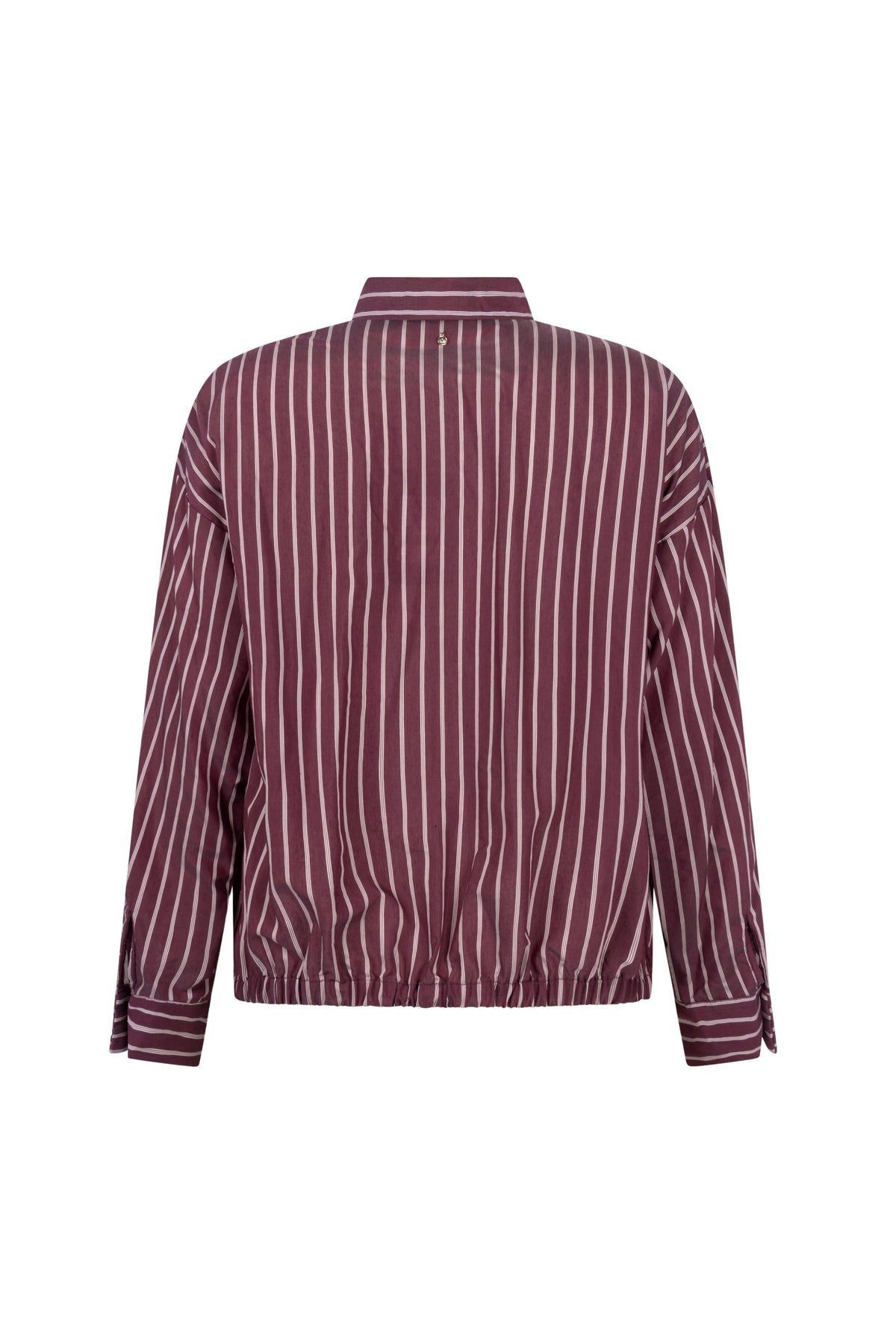 Blouse Tramontana met strikapplicatie en granaatkleurige details, modieus damesoverhemd met elegante uitstraling.
