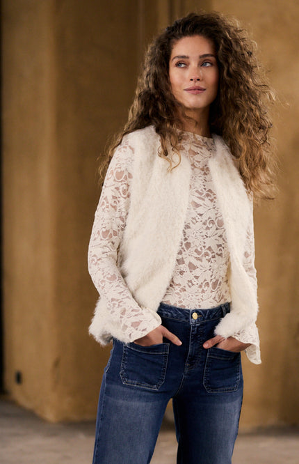 Top Velvet Stretch Lace Snow C65-21-401