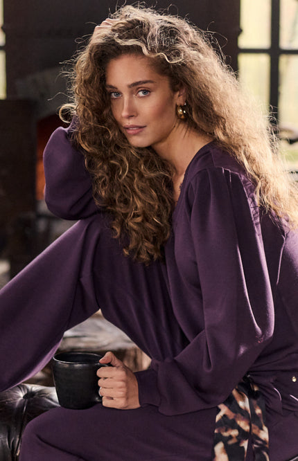 Trui Lace Detail Aubergine Noir C07-22-601