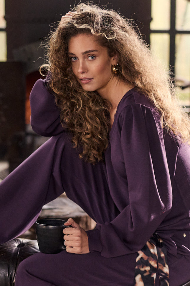 Trui Lace Detail Aubergine Noir C07-22-601