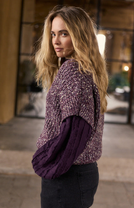 Trui Sleeveless V-Neck Deep Plum Y03-22-601