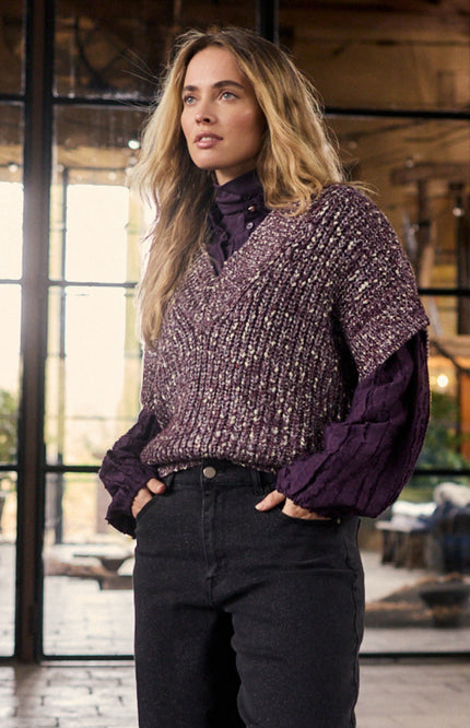 Trui Sleeveless V-Neck Deep Plum Y03-22-601