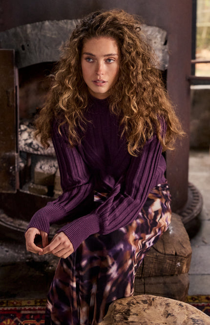 Trui Puff Sleeve Aubergine Noir Y01-22-601
