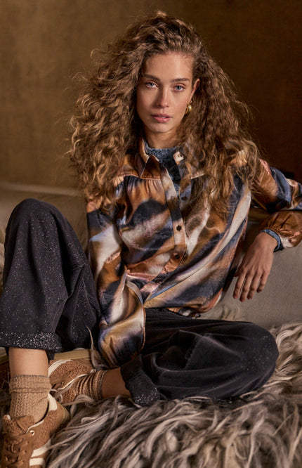 Blouse Moody Blue Cascade Print Multi Colours C12-22-301
