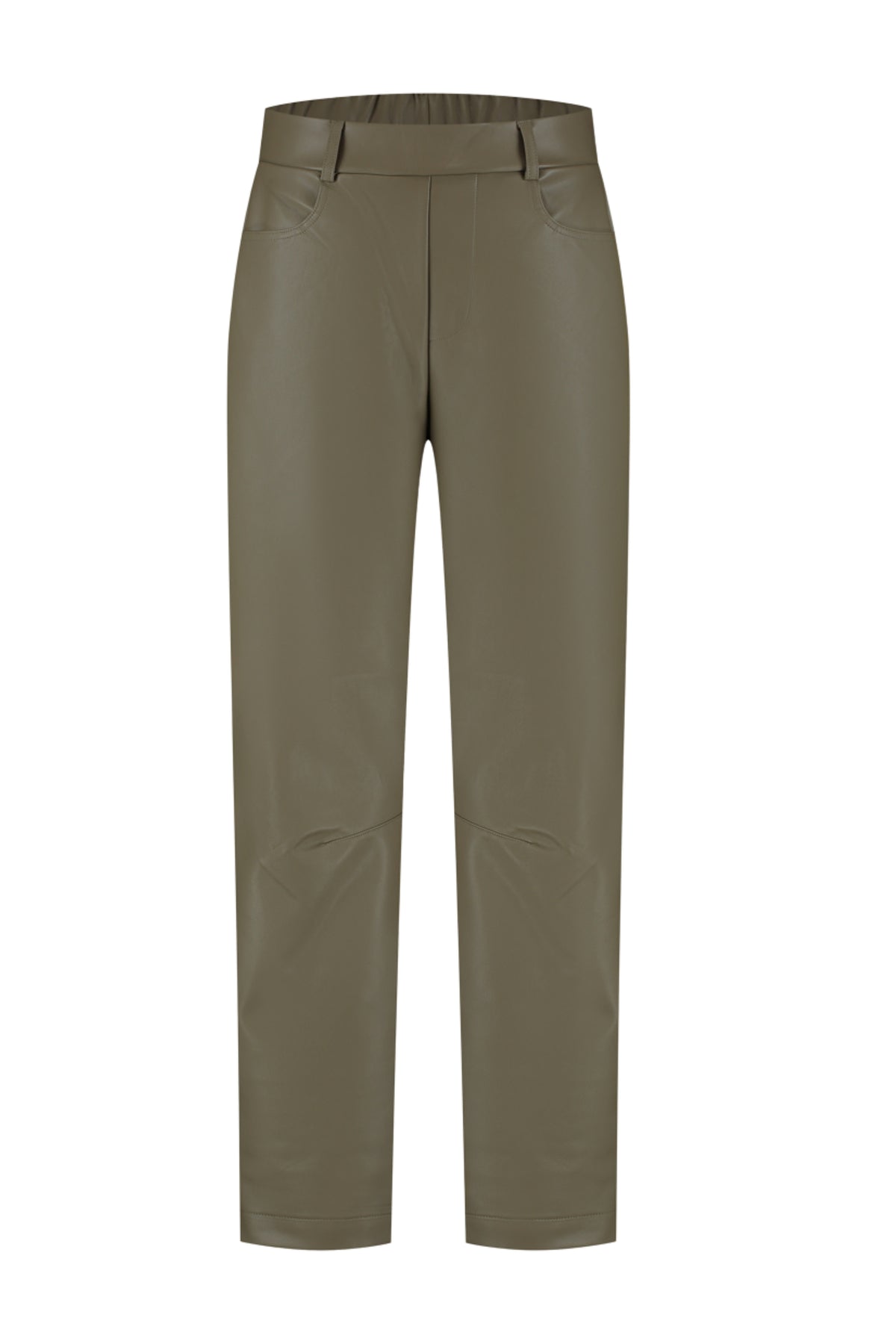 Zwarte broek Idina Salie Lady Day met rechte snit en elastische taille, gedragen door een model.
