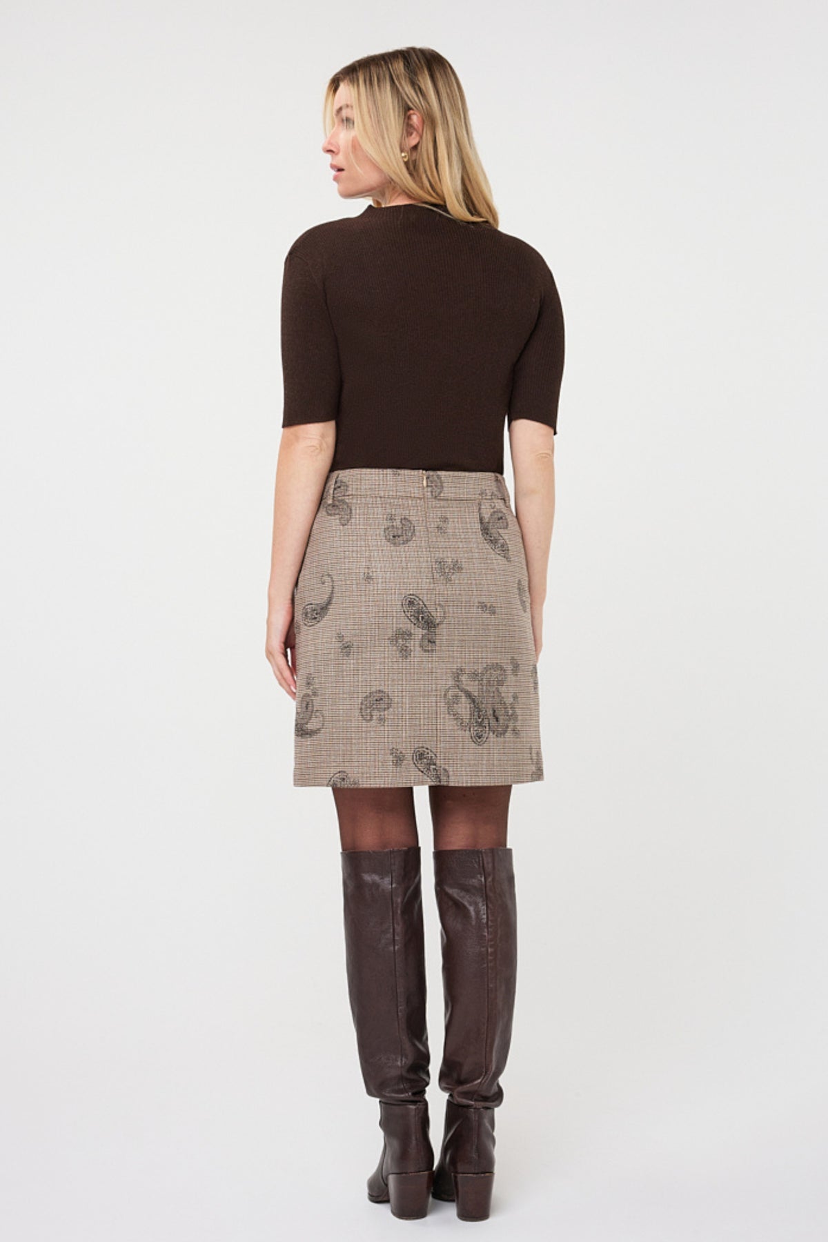 EsQualo rok met paisley en ruitprint, elegante midi-lengte met kleurrijk patroon, perfect voor stijlvolle outfits.