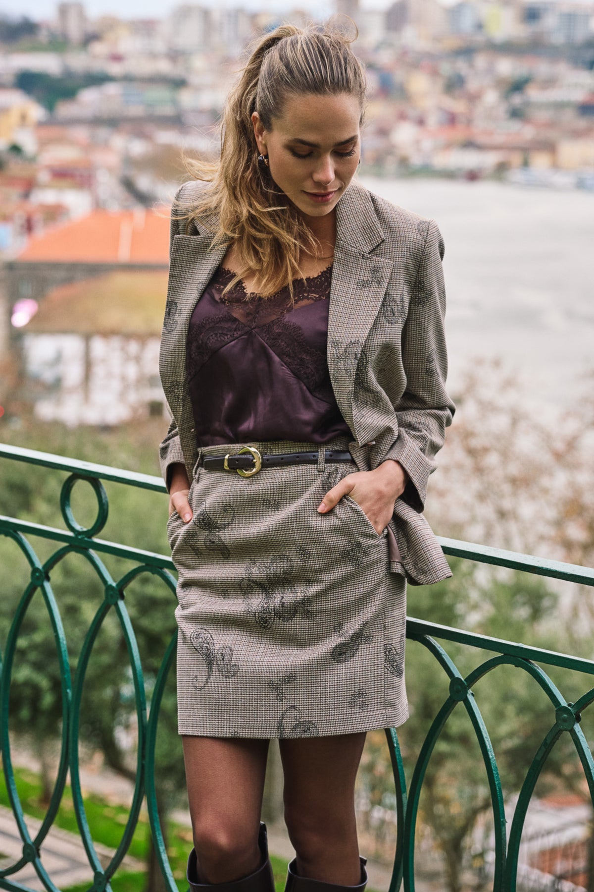 Lichte rok met paisley en ruitprint van EsQualo, met sierlijke snit en zachte stof, voor een stijlvolle look.