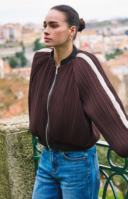 Jacket Bomber Plisse Cacao F26.28500