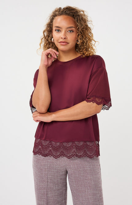 T-shirt Lace Satin Merlot F26.05516