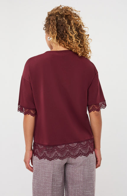 T-shirt Lace Satin Merlot F26.05516