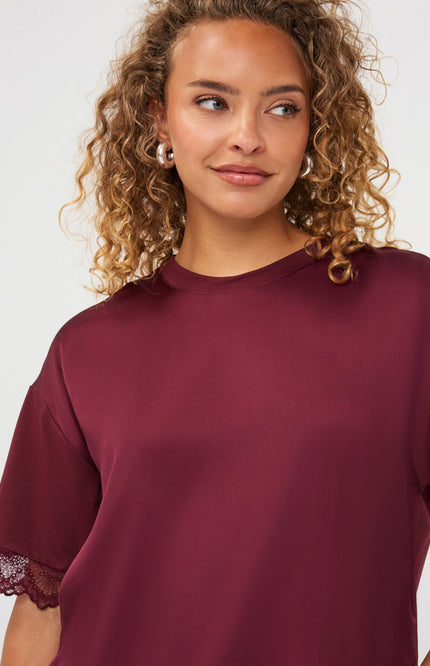 T-shirt Lace Satin Merlot F26.05516