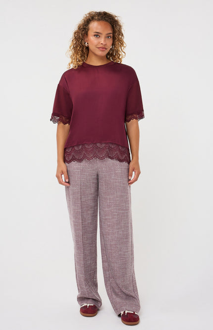 T-shirt Lace Satin Merlot F26.05516