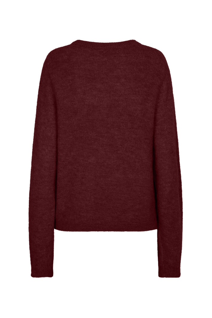 Lichte merlotkleurige cardigan met knopen en gesloten knoopsluiting van EsQualo, zachte textuur en modieus design.