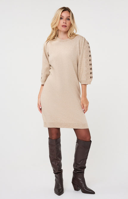 Jurk Knit Embroidery Biscuit F26.07523