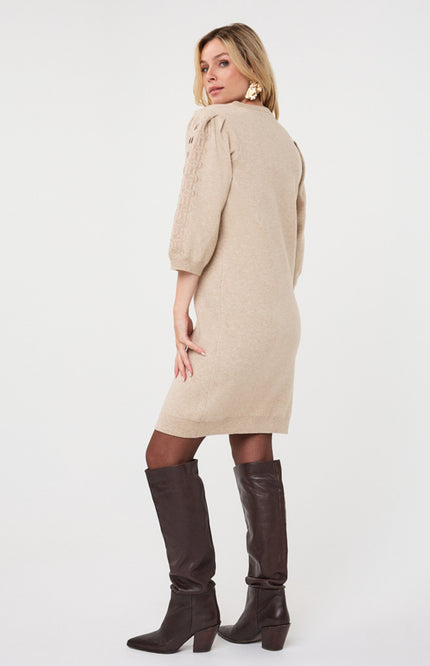 Jurk Knit Embroidery Biscuit F26.07523