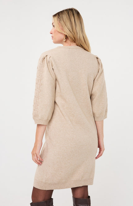 Jurk Knit Embroidery Biscuit F26.07523