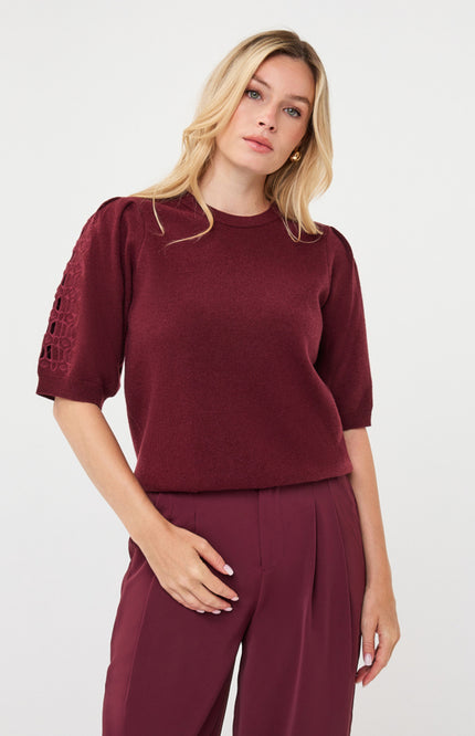 Sweater Knit Embroidery Merlot F26.07524