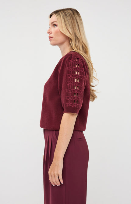 Sweater Knit Embroidery Merlot F26.07524