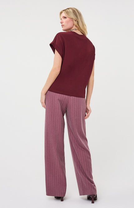 Broek Wide Herringbone Merlot F26.10511