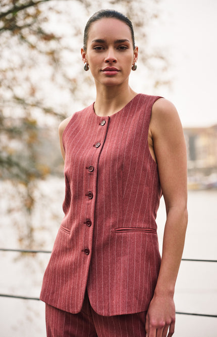 Gilet Herringbone Merlot F26.10512
