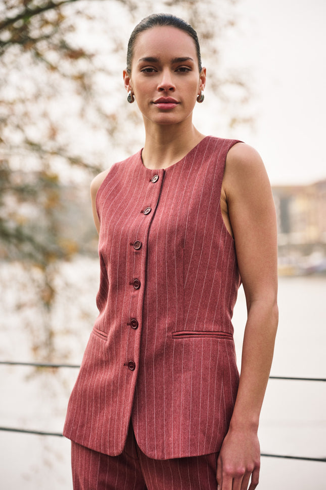 Gilet Herringbone Merlot F26.10512