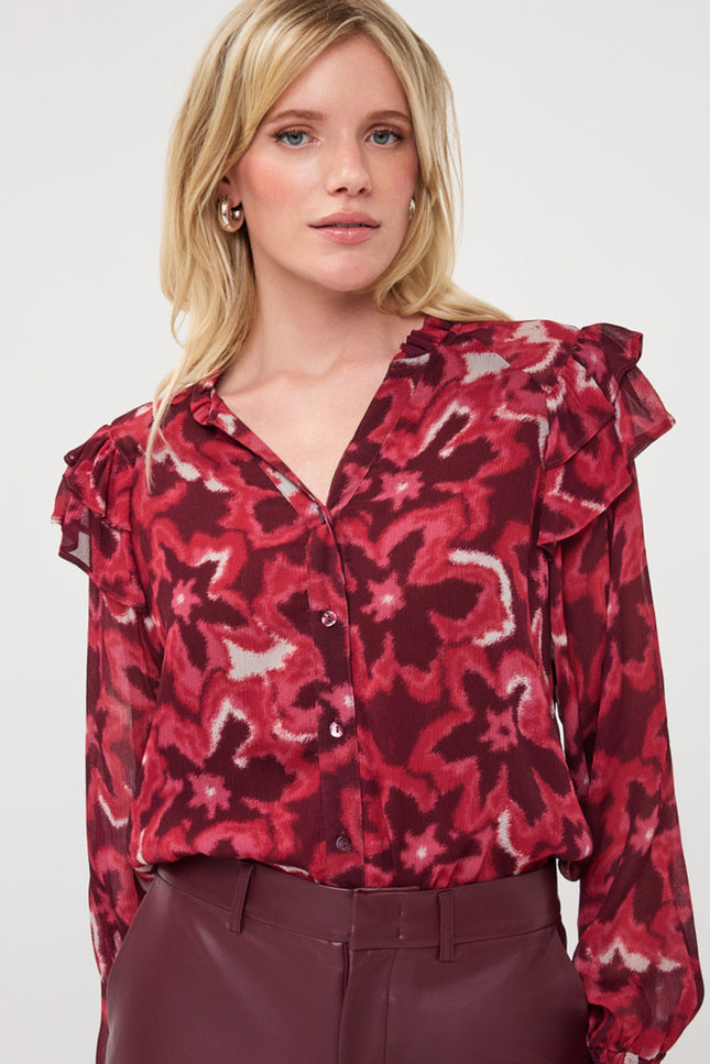 Blouse Ruffle Autumn Bloom Print F26.14511