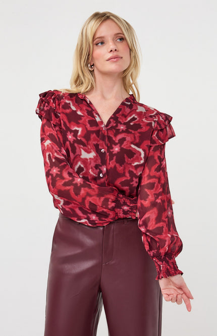 Blouse Ruffle Autumn Bloom Print F26.14511
